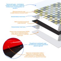 Самоклеюча алюмінієва срібна плитка із золотом шахи 300х300х3мм SW-00001827 (D)