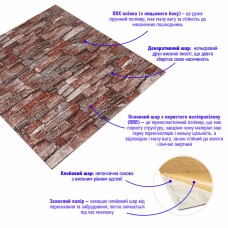 3D панель, що самоклеїться, під камінь червоний піщаник 700x770x3мм (58-3) SW-00001319