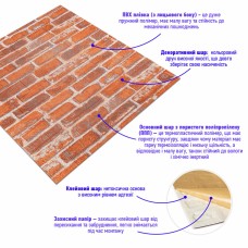 Декоративна 3D панель під руду Катеринославська цегла, самоклейка 700x770x3мм (044-3) SW-00000696