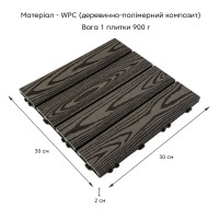 Композитна плитка WPC антрацит 30*30CM*2СM (D) SW-00001708