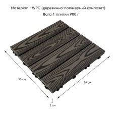 Композитна плитка WPC антрацит 30*30CM*2СM (D) SW-00001708