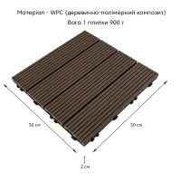 Композитна плитка WPC венге 30*30CM*2СM (D) SW-00001709