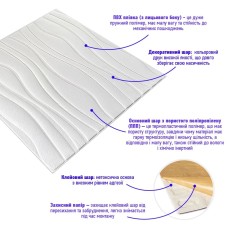 Самоклеюча декоративна стельова стінна 3D панель хвилі 600*600*6mm (160) SW-00001199