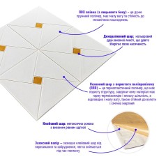 Самоклеюча 3D панель золоті квадрати 700x700x6,5мм (373) SW-00001354