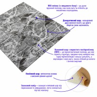 Декоративна 3D панель, що самоклеїться, камінь чорно-білий мармур 700х700х7мм (154) SW-00000219