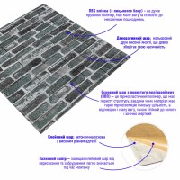 Декоративна 3D панель самоклейка під цеглу сірий Катеринославська 700x770x5мм (042) SW-00000039