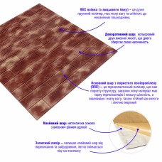 Декоративна 3D панель самоклейка під цеглу Коричневий із золотом Мармур 700x770x5мм (361) SW-00000637