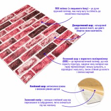 Самоклеюча 3D панель цегла клінкер насичено червона 700х700х5мм (416) SW-00001182