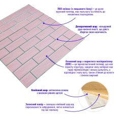 Панель стінова 70*70cm*5mm рожева цегла зі сріблом (D) SW-00001501