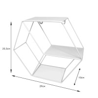 Настінна полиця сталевий білий шестикутник 290*255*100мм (D) SW-00001637