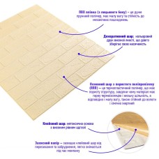 3D панель самоклеюча цегла Бежева 700x770x3мм SW-00001895