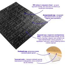 3D панель самоклеюча цегла Чорна 700x770x3мм (019-3) SW-00000584