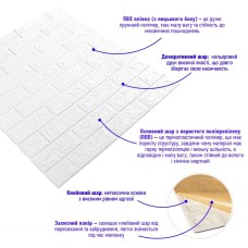 3D панель самоклеюча цегла Біла Матова 700х770х5мм (001-5M) SW-00000587