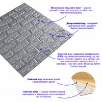 3D панель самоклеющаяся кирпич Серебро 700x770x7мм (017-7) SW-00000059