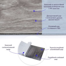 Вінілова плитка, що самоклеїться, 152.4*914.4*1.5мм Мат (D) SW-00001131