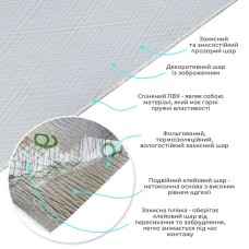 Вінілова плитка, що самоклеїться, в рулоні 0,6*3m*2мм Мат SW-00002040