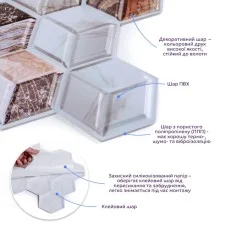 Декоративная ПВХ плитка на самоклейке 3D кубы 280х300х5мм, цена за 1 шт. (СПП-506) SW-00001135