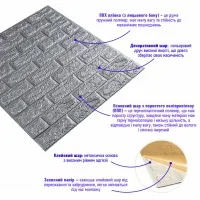 3D панель самоклеющаяся кирпич Серебро 700x770x7мм (017-7) SW-00000059